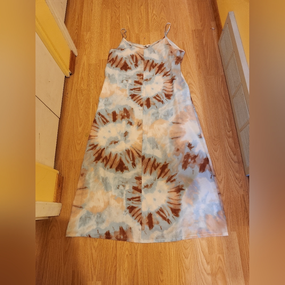 Belinda medium blue and brown maxi dress
